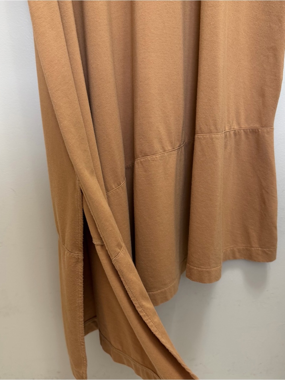Cuyana Asymmetrical Overlay Dress Tie Back Organic Pima Cotton Camel Tan Size M - Picture 6 of 12